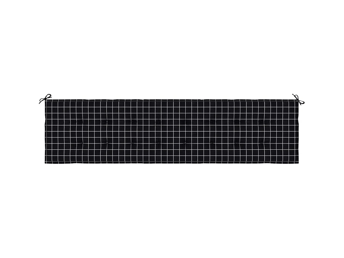 Coussin de banc de jardin carreaux noir 200x50x3 cm tissu