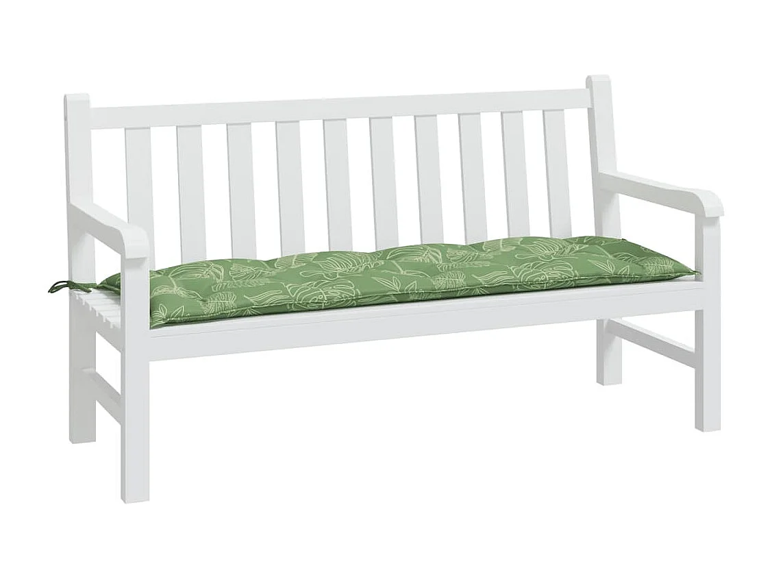 Coussin de banc de jardin motif de feuilles 150x50x7 cm
