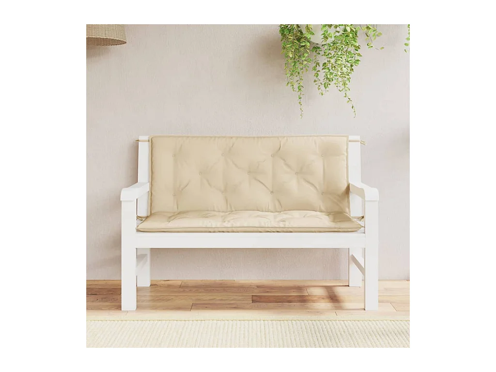 Coussins de banc de jardin 2 pièces beige 120x50x7 cm tissu Oxford