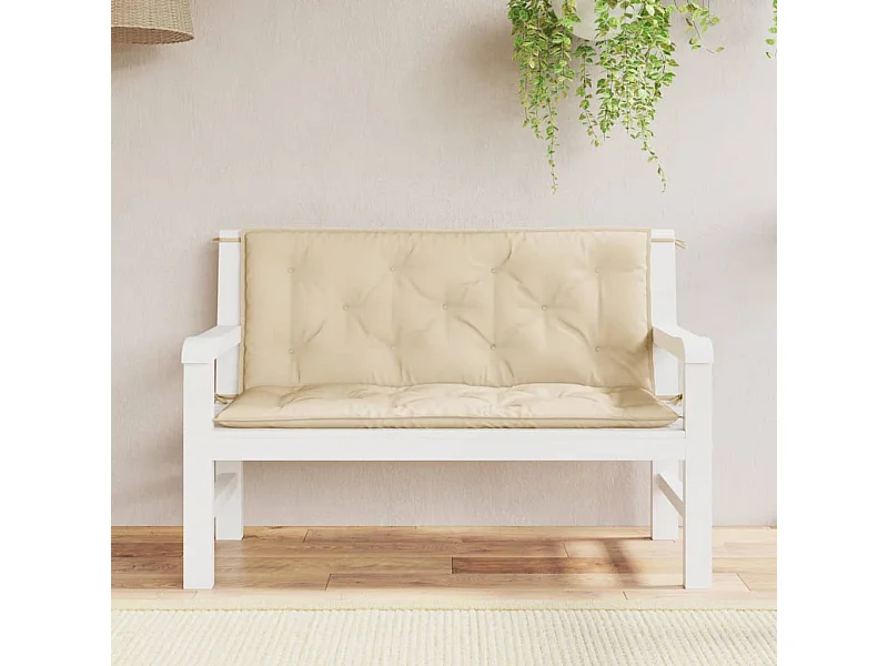 Coussins de banc de jardin 2 pièces beige 120x50x7 cm tissu Oxford