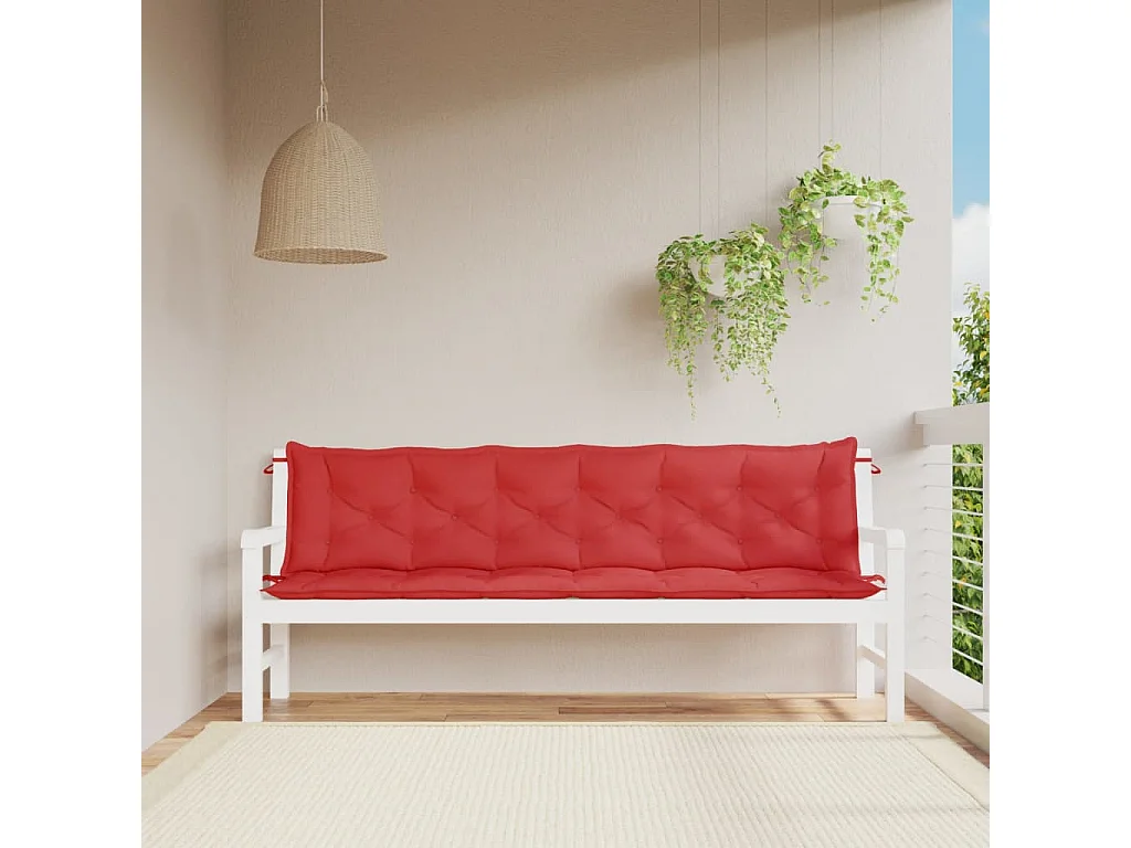 Cojines de banco de jardín 2 unidades tela Oxford rojo 200x50x7 cm