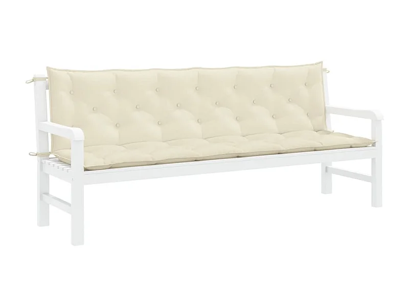 Coussins de banc de jardin 2 pièces blanc crème tissu Oxford