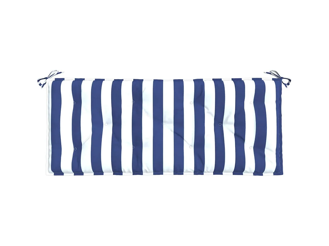 Coussin de banc de jardin rayures bleues et blanches 120x50x7cm