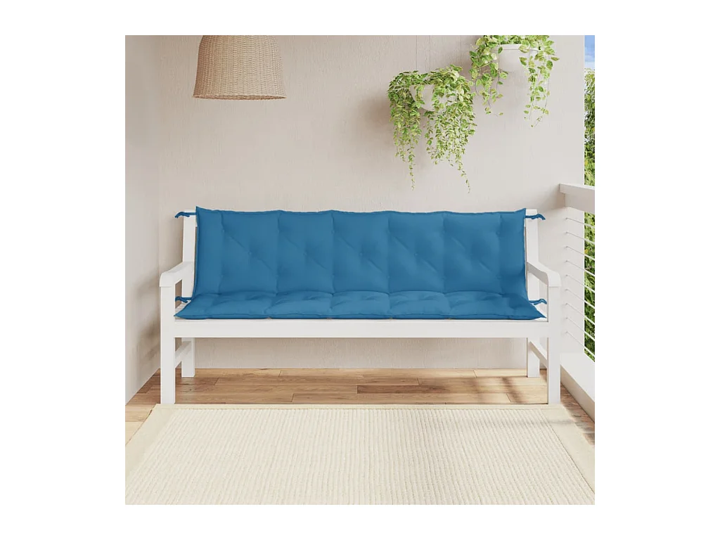 Coussins de banc de jardin lot de 2 bleu mélangé tissu