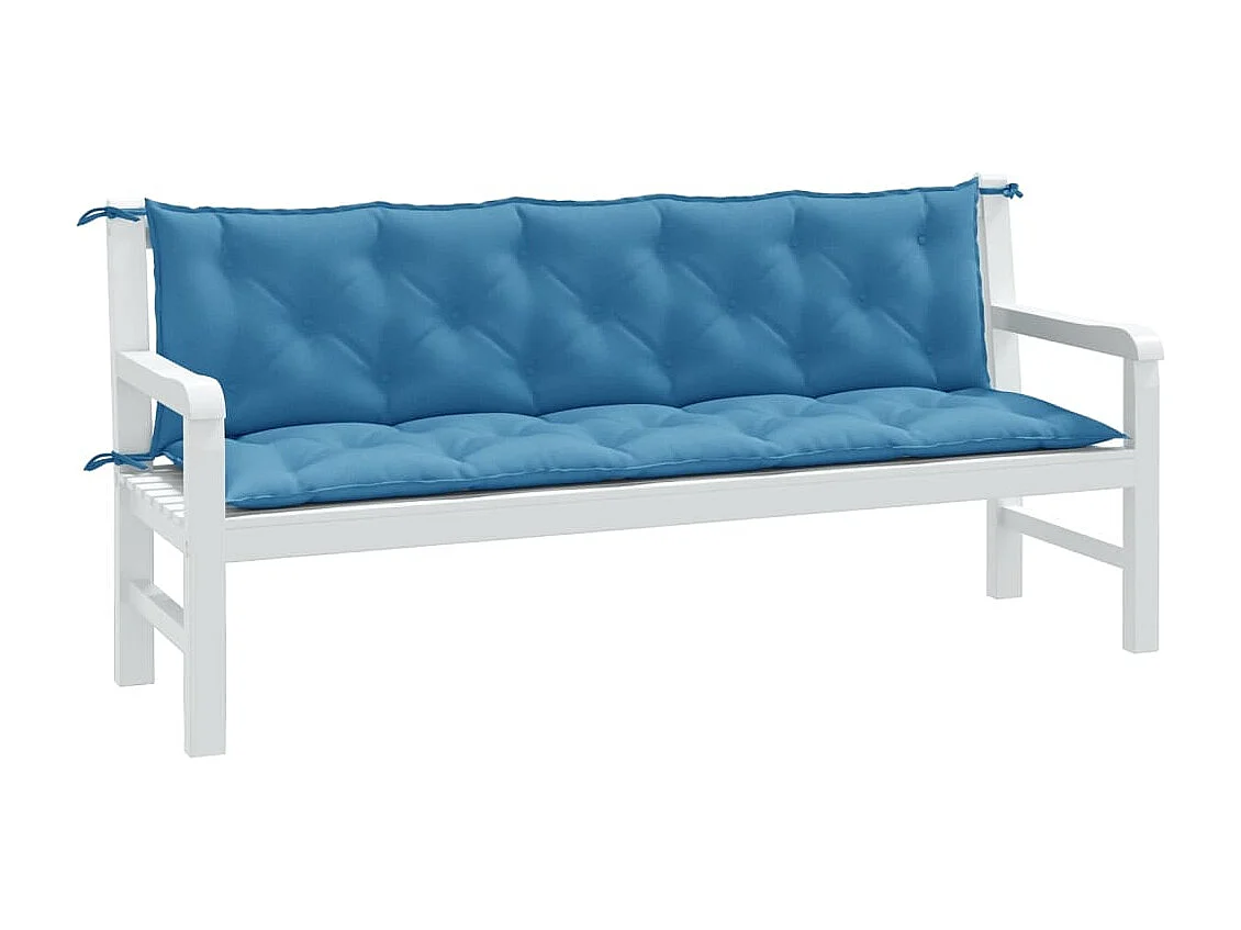Coussins de banc de jardin lot de 2 bleu mélangé tissu