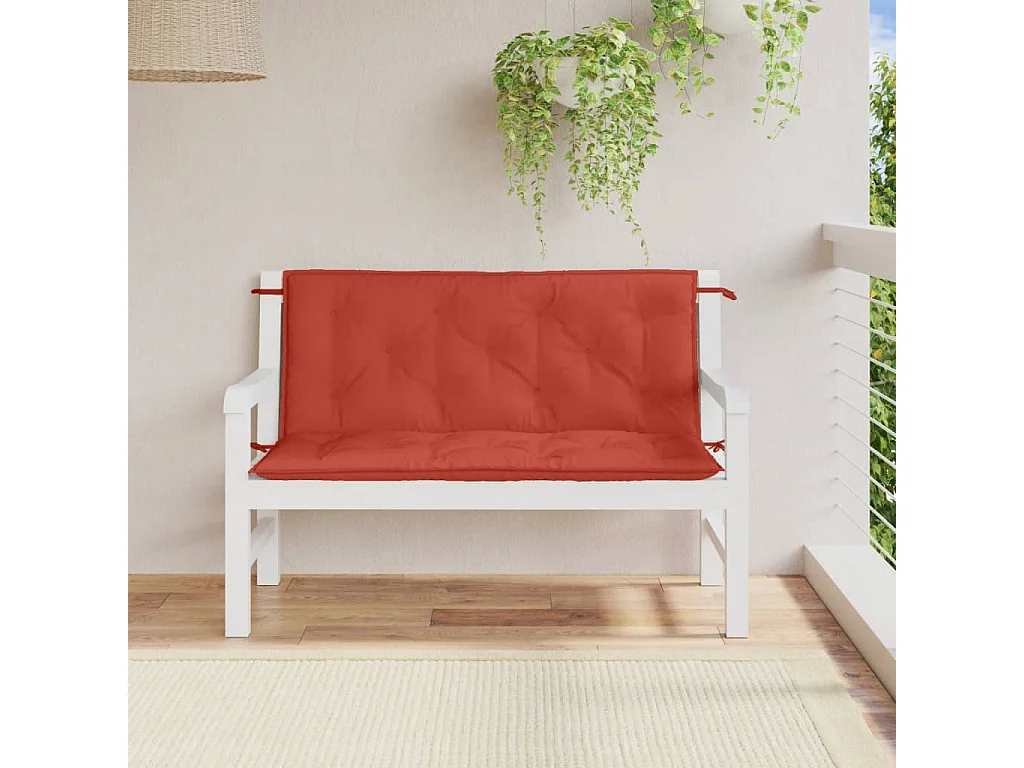 Coussins de banc de jardin lot de 2 rouge mélangé tissu