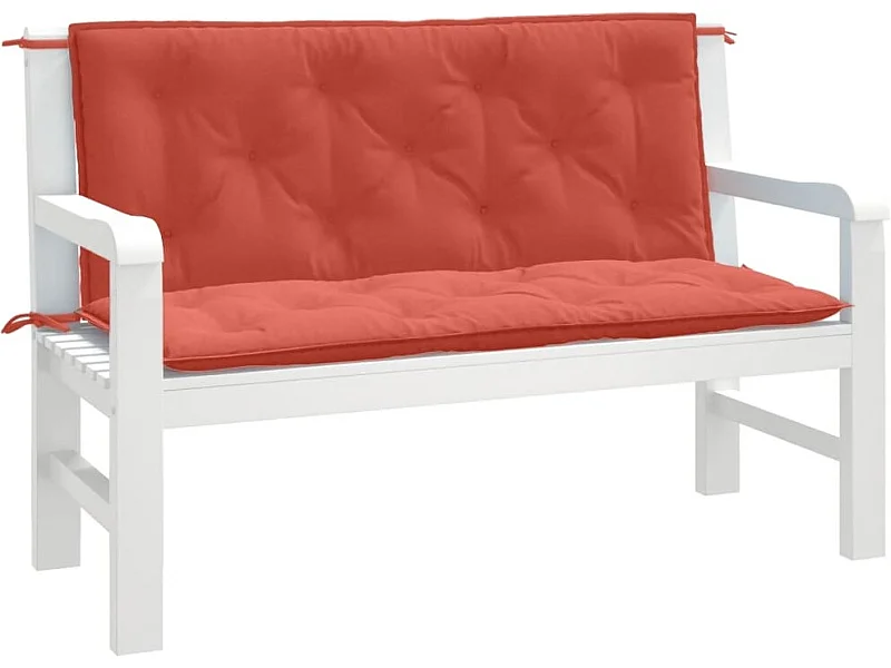 Coussins de banc de jardin lot de 2 rouge mélangé tissu