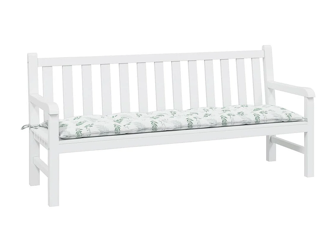 Coussin de banc de jardin motif de feuilles 180x50x7 cm