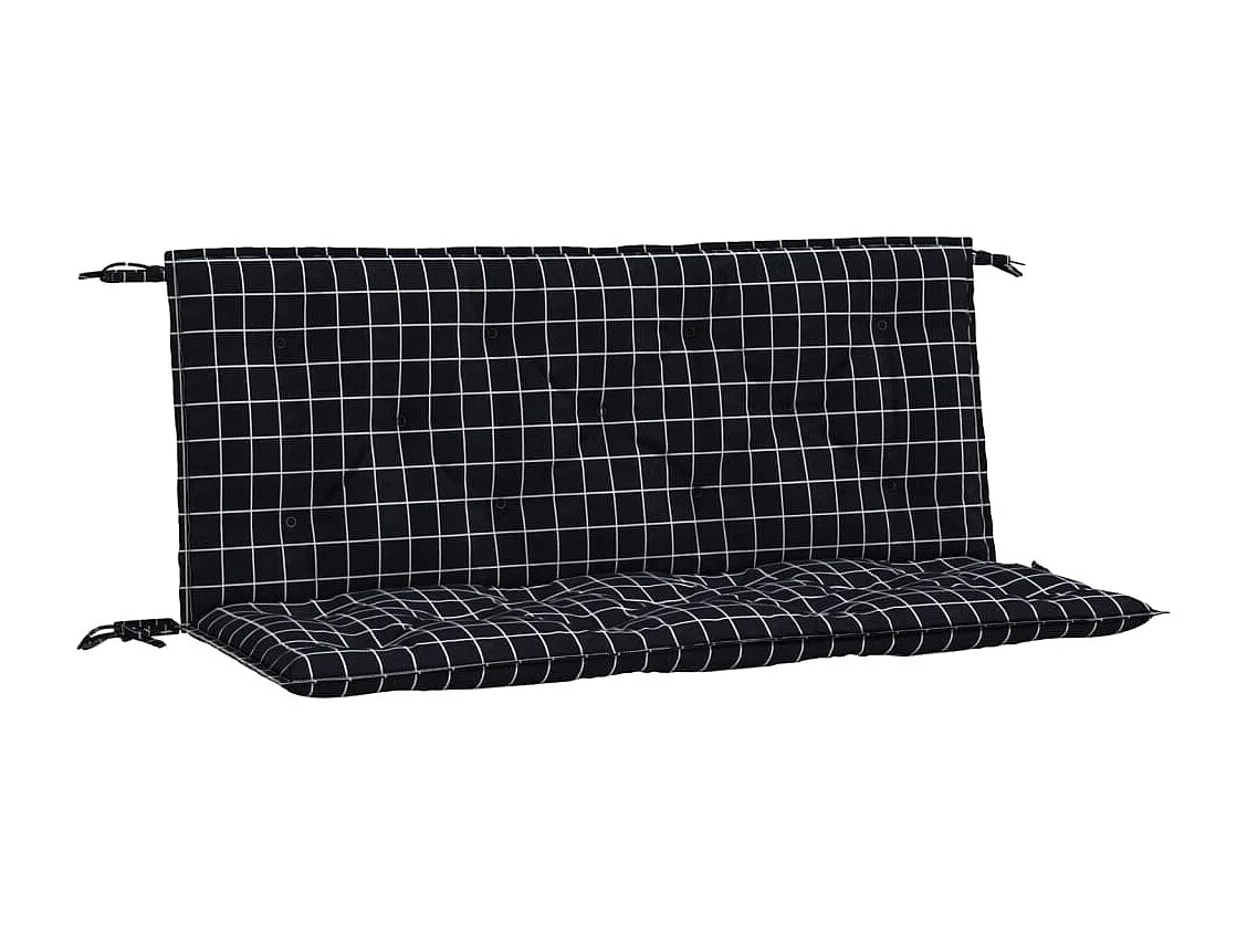 Coussins de banc de jardin lot de 2 carreaux noir 120x50x7 cm