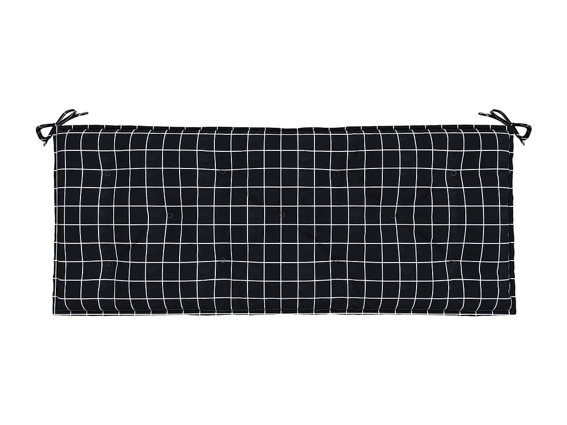 Coussins de banc de jardin lot de 2 carreaux noir 120x50x7 cm