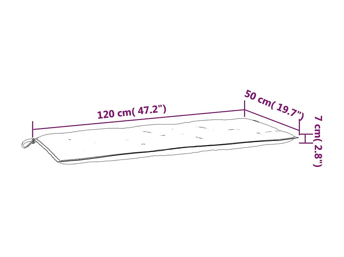 Coussins de banc de jardin lot de 2 carreaux noir 120x50x7 cm
