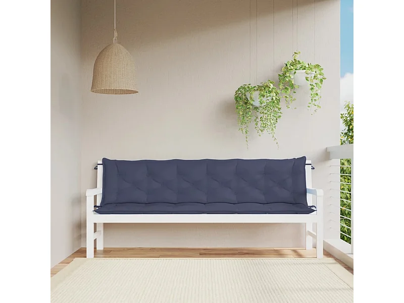 Coussins de banc de jardin lot de 2 bleu marine 200x50x7 cm