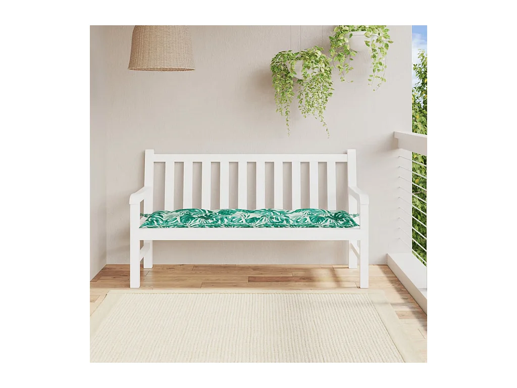 Coussin de banc de jardin motif de feuilles 150x50x7 cm