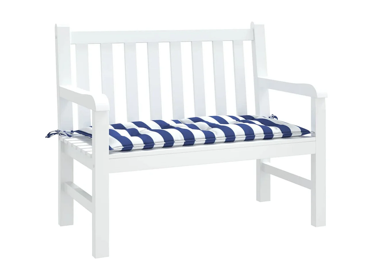 Coussin de banc de jardin rayures bleues et blanches 100x50x7cm