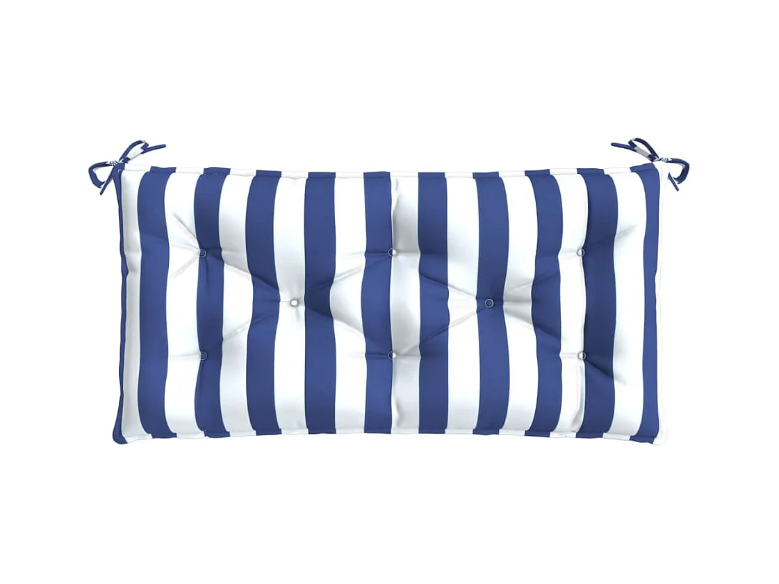 Coussin de banc de jardin rayures bleues et blanches 100x50x7cm
