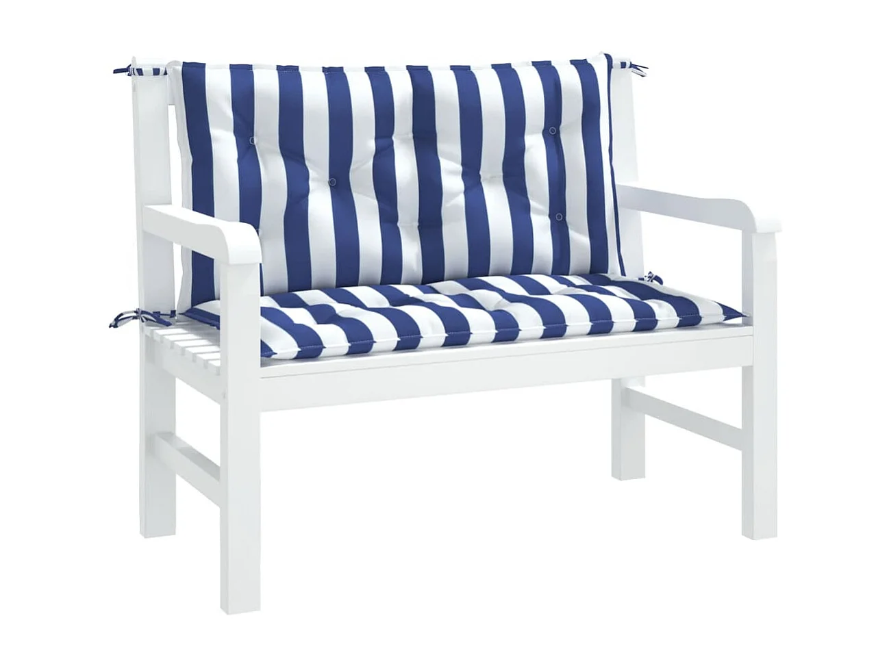 Coussins de banc de jardin lot de 2 rayures bleues et blanches
