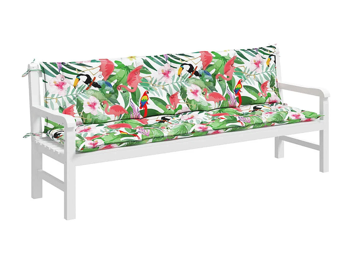 Coussins de banc de jardin lot de 2 multicolore 200x50x7 cm