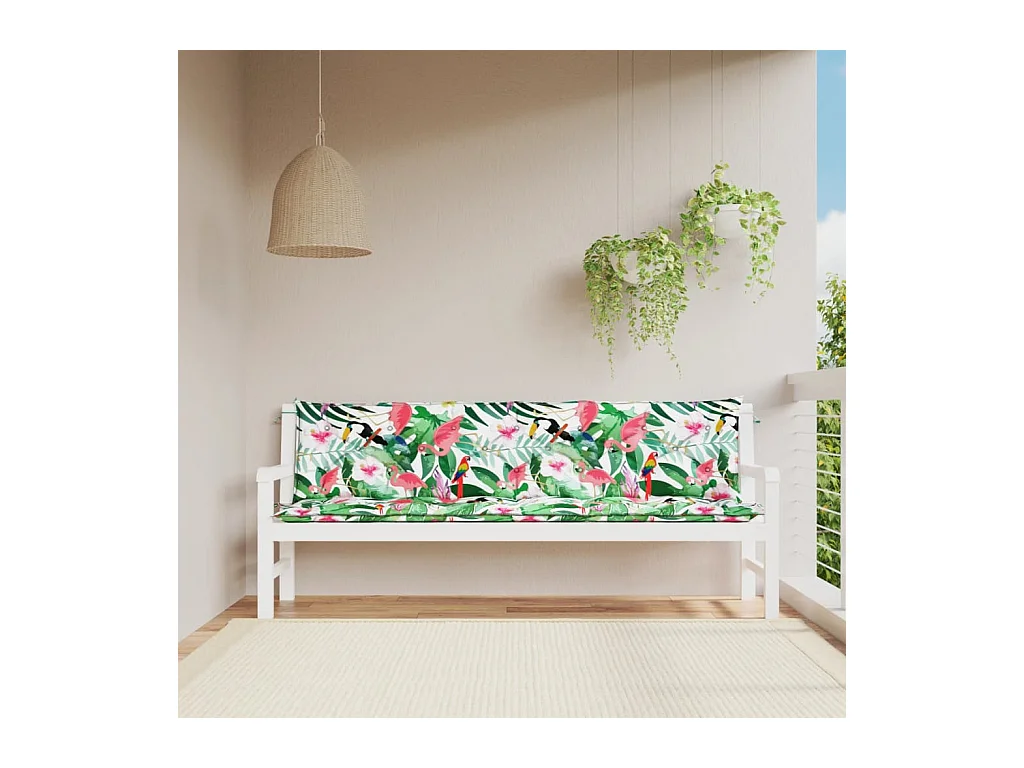 Coussins de banc de jardin lot de 2 multicolore 200x50x7 cm