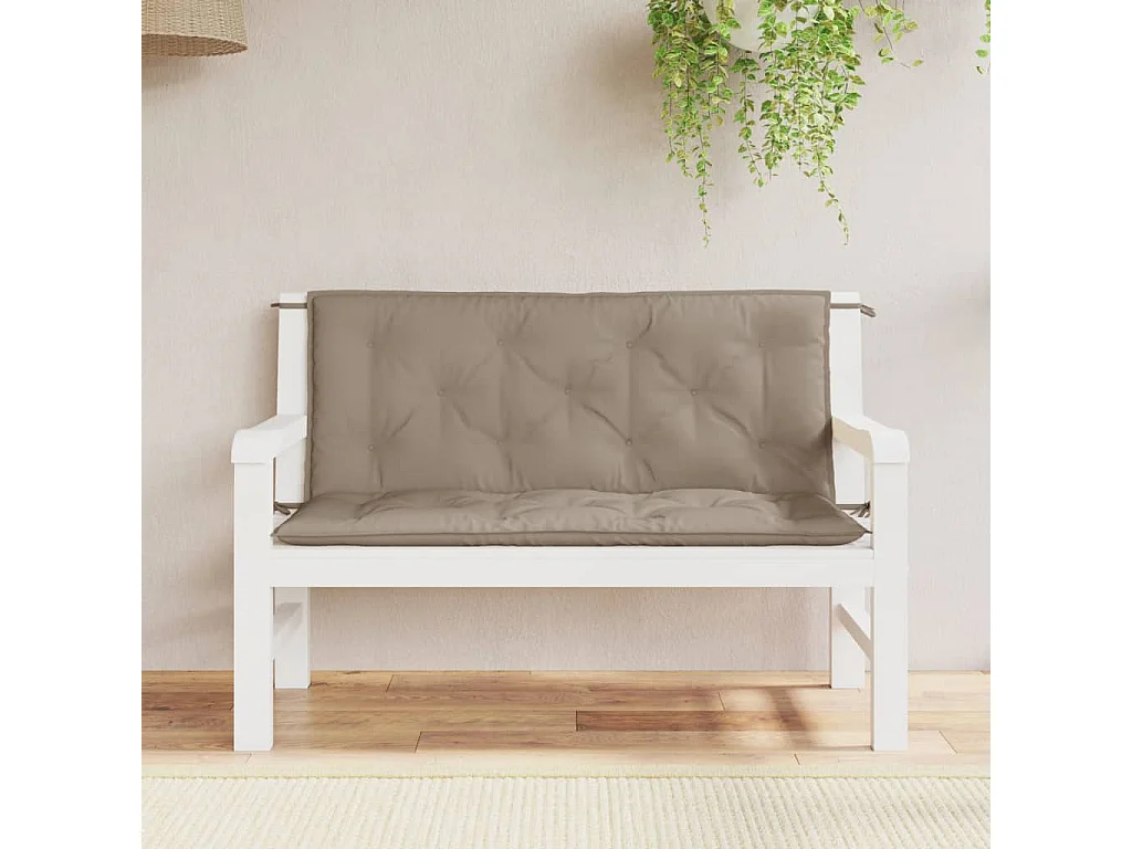 Coussins de banc de jardin 2 pièces taupe 120x50x7 cm tissu Oxford