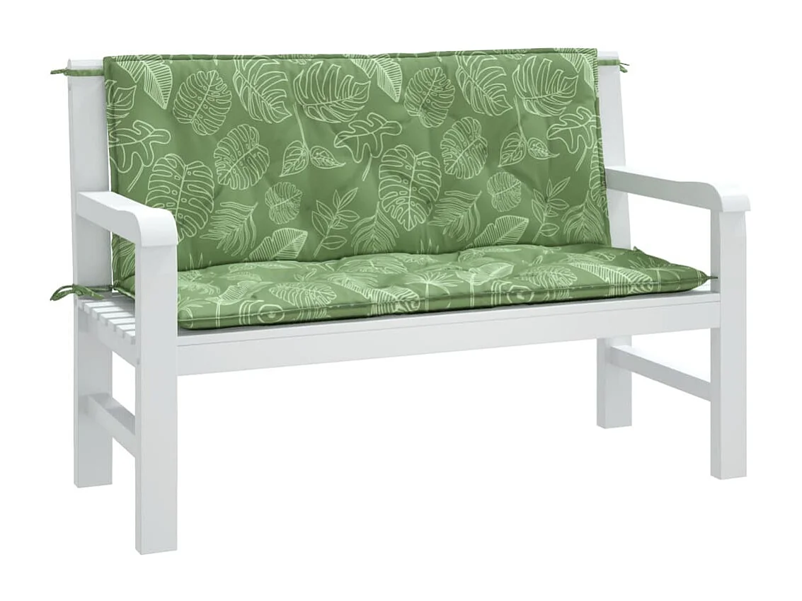 Cojines banco jardín 2 unidades tela estampado de hojas 120x50x7 cm