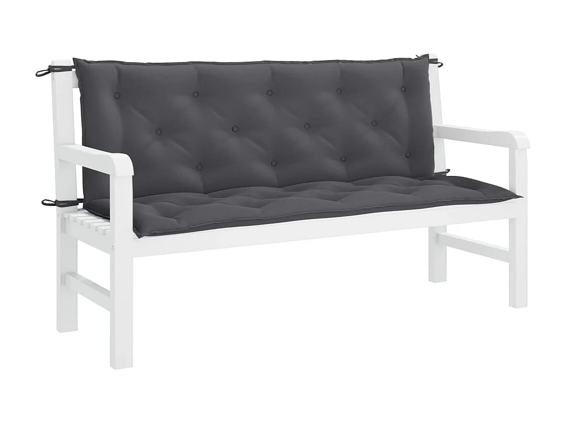 Coussins de banc de jardin 2 pièces anthracite tissu Oxford