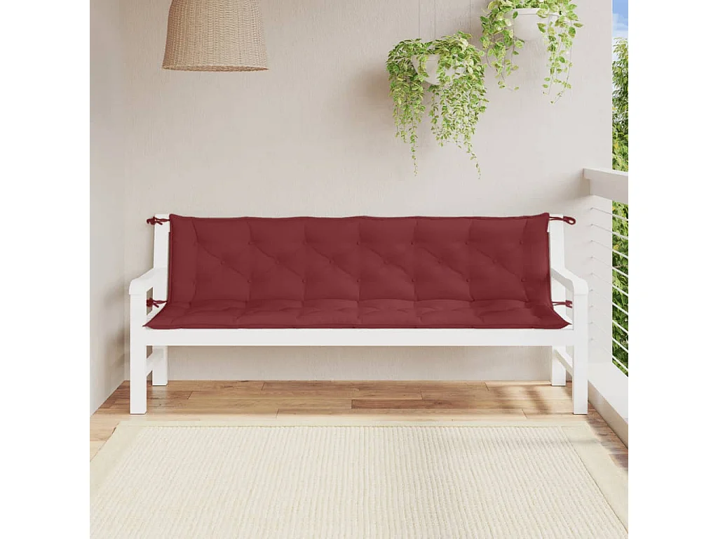 Coussins de banc de jardin lot de 2 rouge bordeaux mélangé