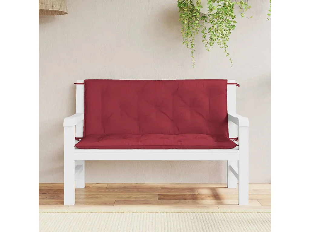 Cojines de banco de jardín 2 unidades rojo tinto 120x50x7 cm