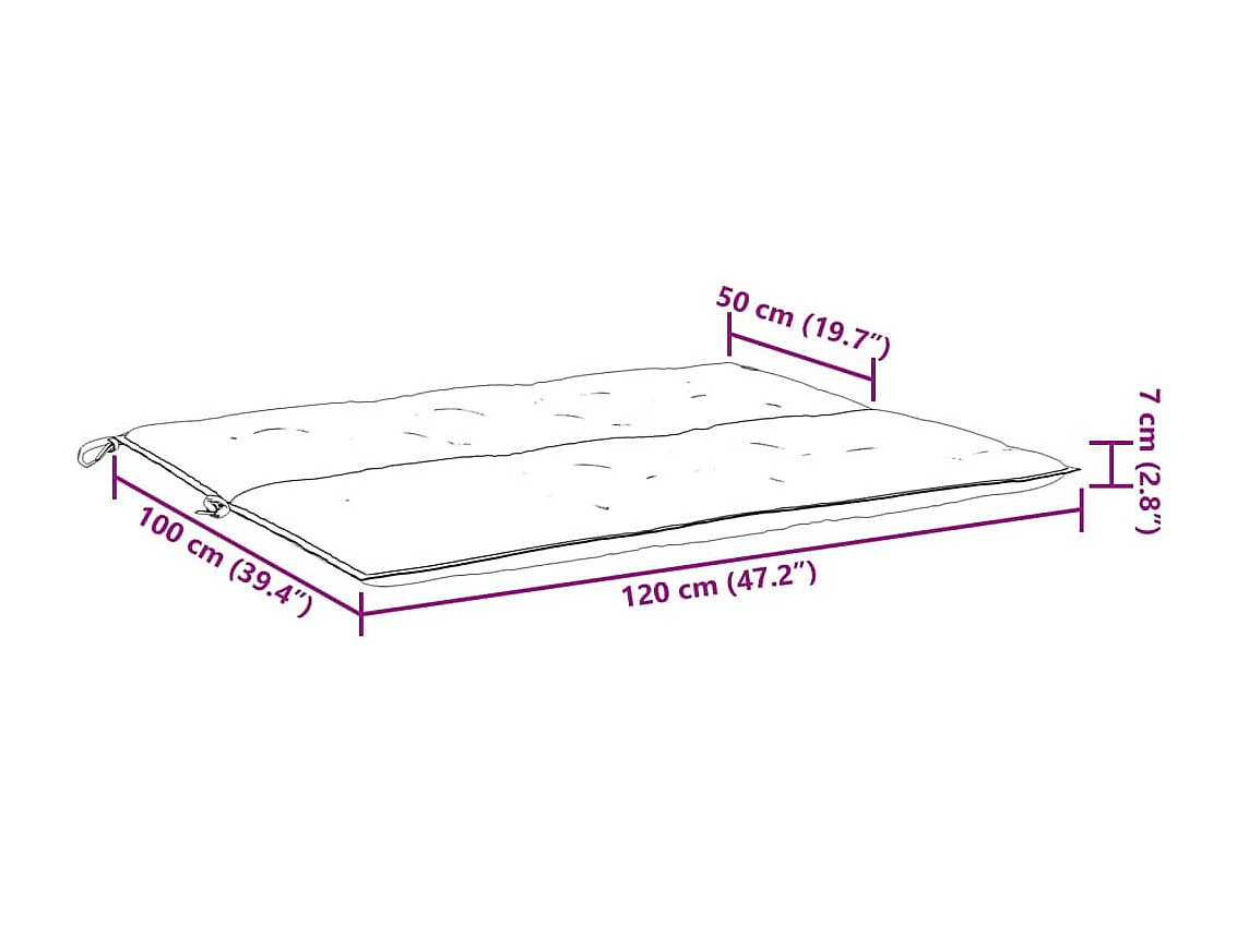 Cojines de banco de jardín 2 unidades rojo tinto 120x50x7 cm