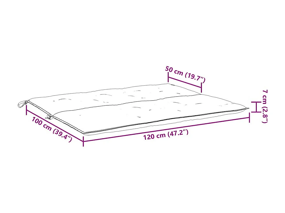 Almofadões banco jardim 2peças 120x50x7cm tecido oxford antracite