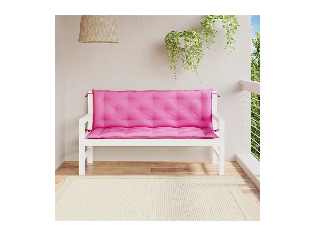 Coussins de banc de jardin lot de 2 rose 150x50x7 cm tissu