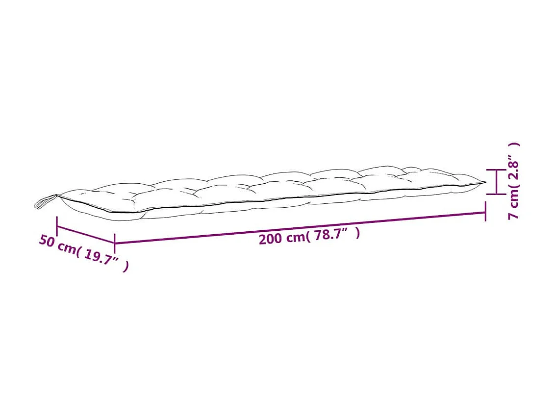 Almofadões banco jardim 2 peças 200x50x7cm tecido oxford cinzento