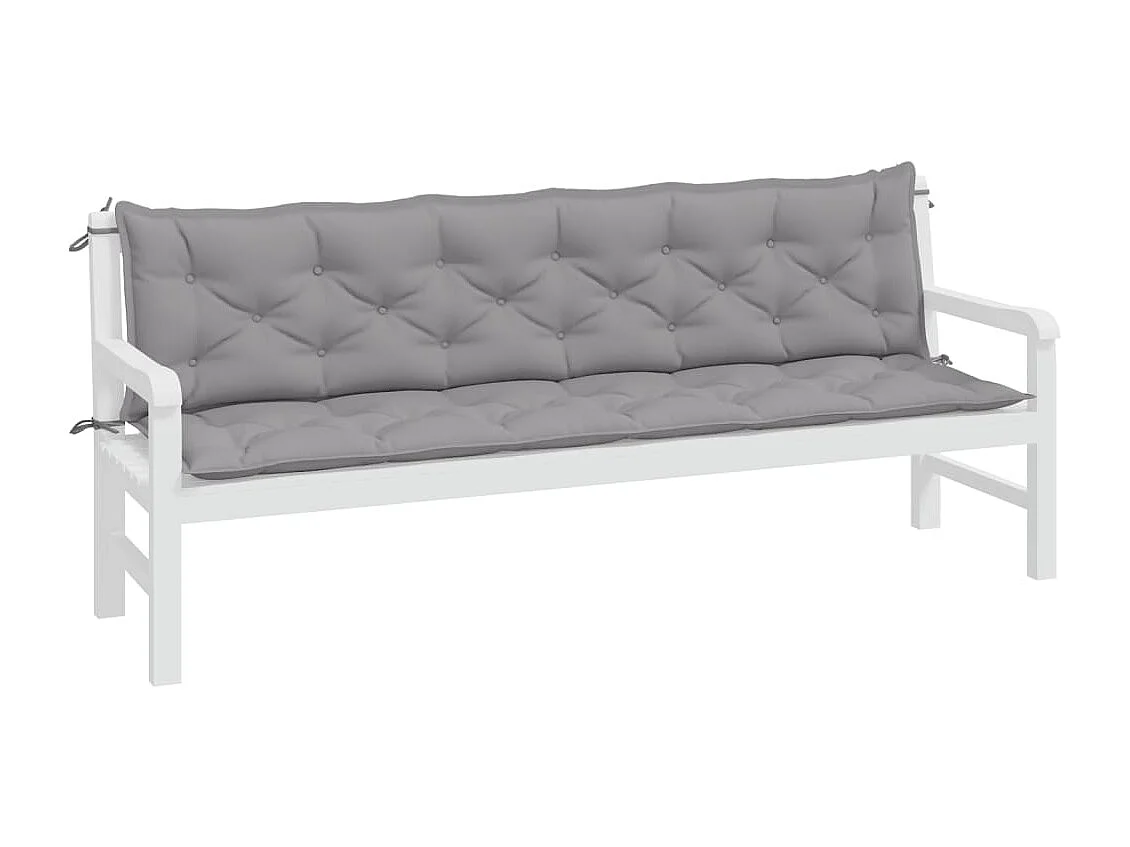 Coussins de banc de jardin 2 pièces gris 200x50x7 cm tissu Oxford