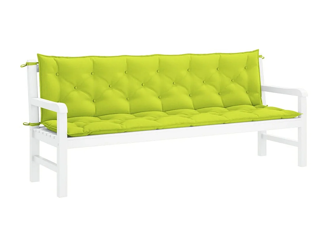 Cojines de banco de jardín 2 unidades verde brillante 200x50x7 cm