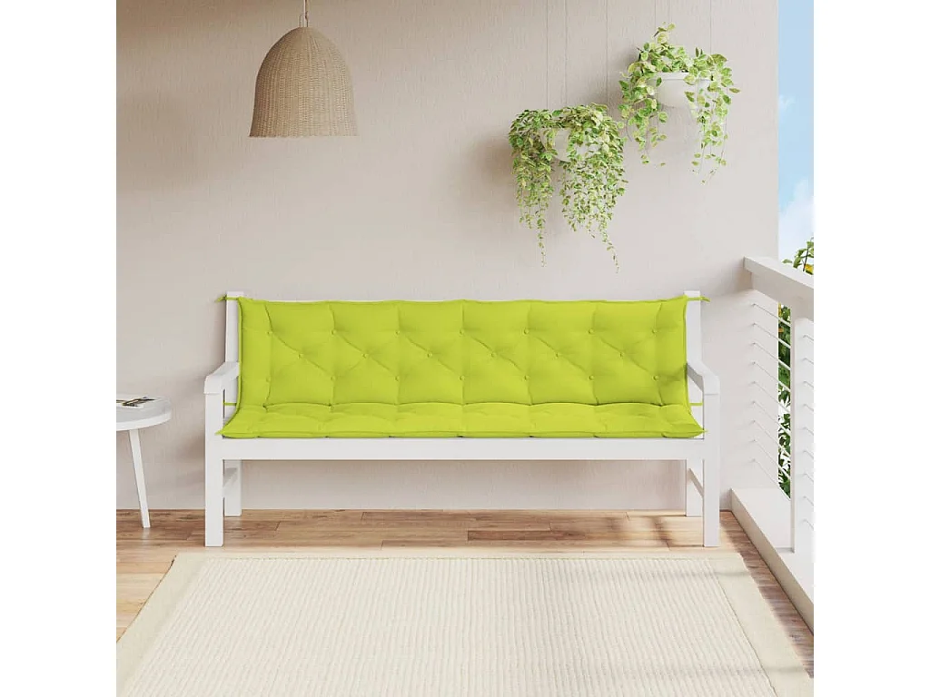 Cojines de banco de jardín 2 unidades verde brillante 200x50x7 cm