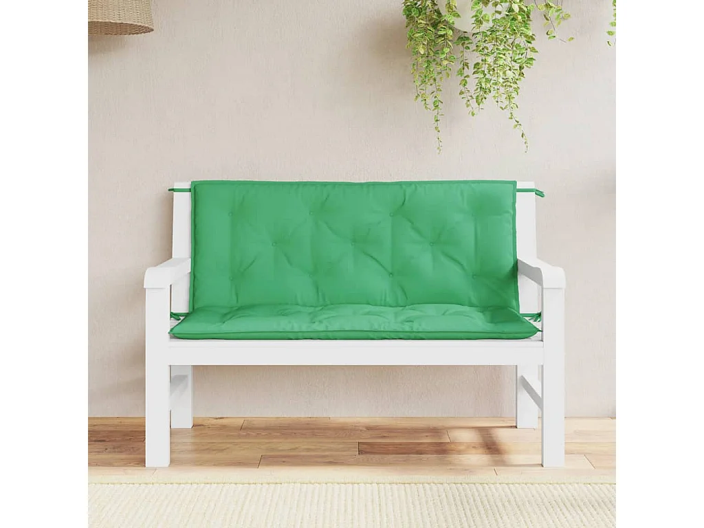Coussins de banc de jardin 2 pièces vert 120x50x7 cm tissu Oxford