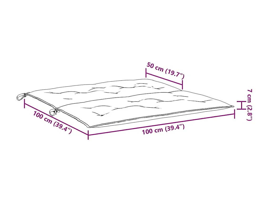 Coussins de banc de jardin 2 pièces bleu 100x50x7 cm tissu Oxford