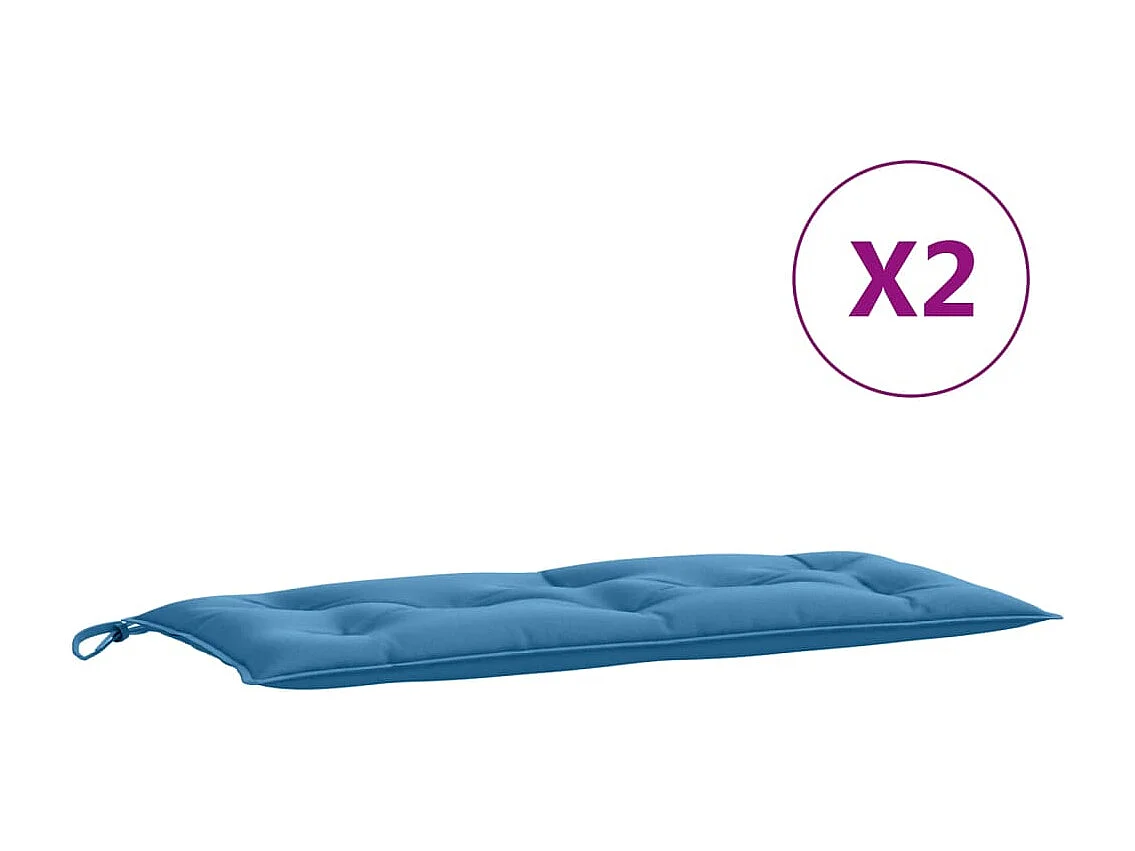 Coussins de banc de jardin lot de 2 bleu mélangé tissu