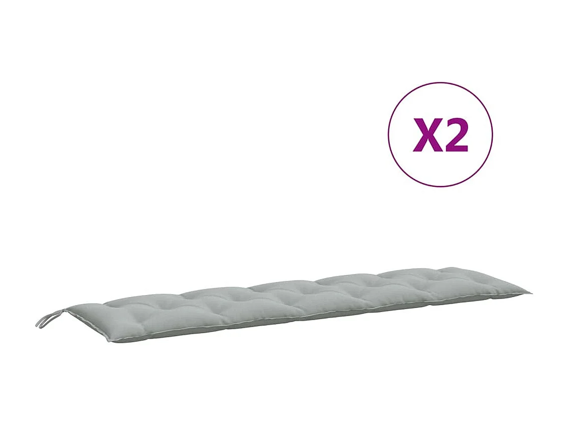Tuinbankkussens 2 st 180x50x7 cm stof gemêleerd lichtgrijs