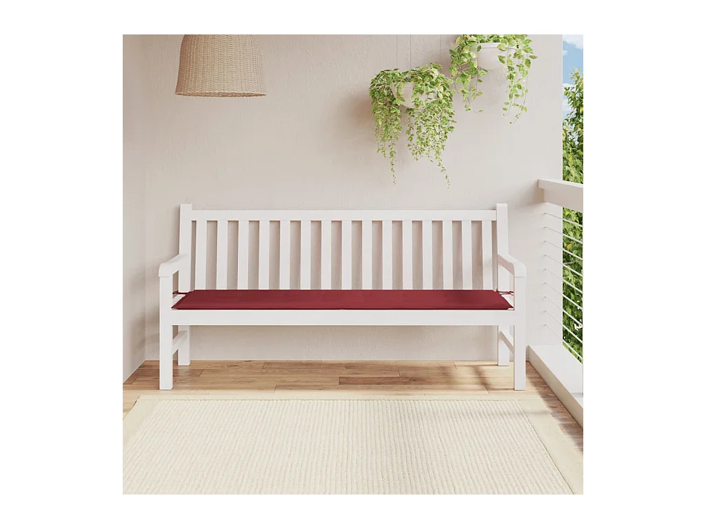 Coussin de banc de jardin rouge bordeaux 180x50x3 cm