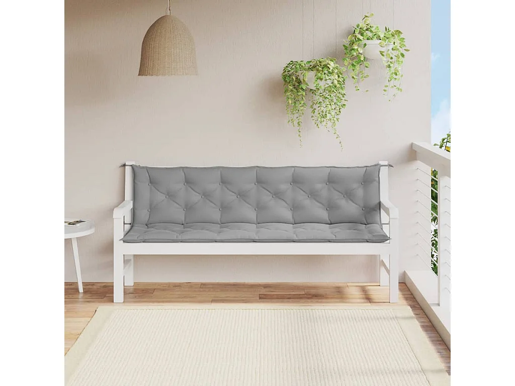 Coussins de banc de jardin 2 pièces gris 200x50x7 cm tissu Oxford