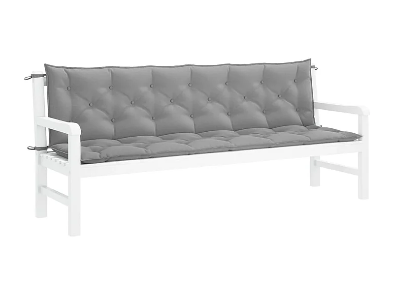 Almofadões banco jardim 2 peças 200x50x7cm tecido oxford cinzento