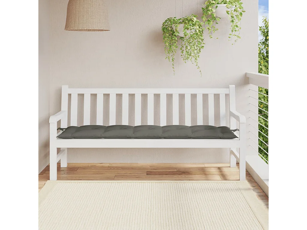 Coussin de banc de jardin gris foncé mélangé 180x50x7 cm tissu