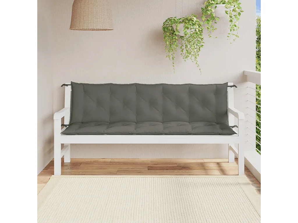 Coussins de banc de jardin lot de 2 gris foncé mélangé tissu
