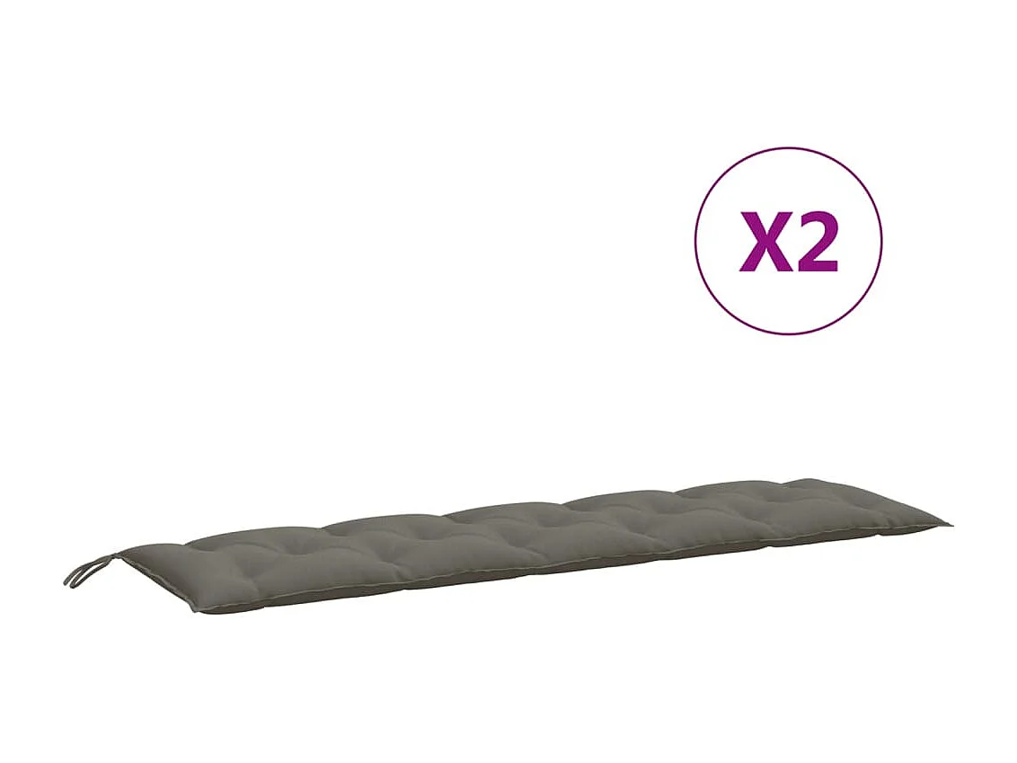 Coussins de banc de jardin lot de 2 gris foncé mélangé tissu