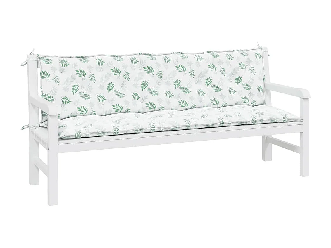 Coussins de banc de jardin 2 pièces motif de feuilles tissu Oxford
