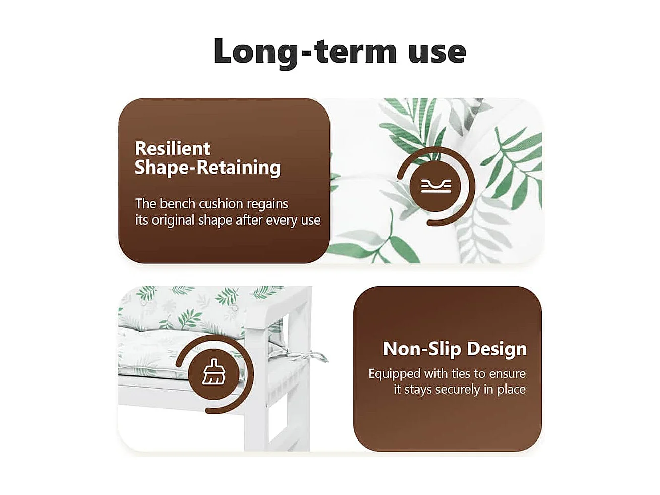 Coussins de banc de jardin 2 pièces motif de feuilles tissu Oxford