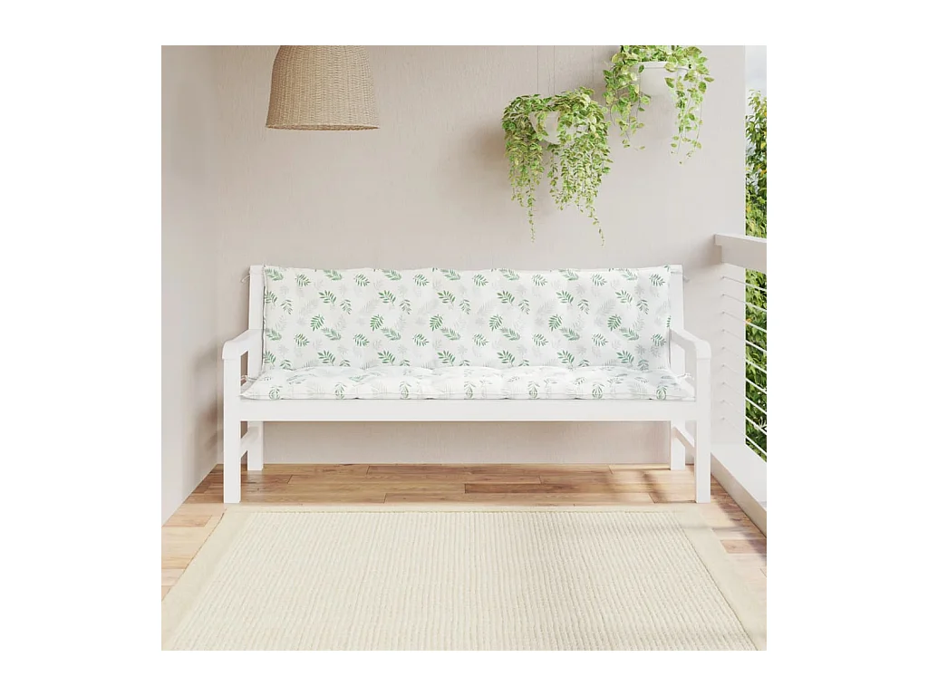 Coussins de banc de jardin 2 pièces motif de feuilles tissu Oxford