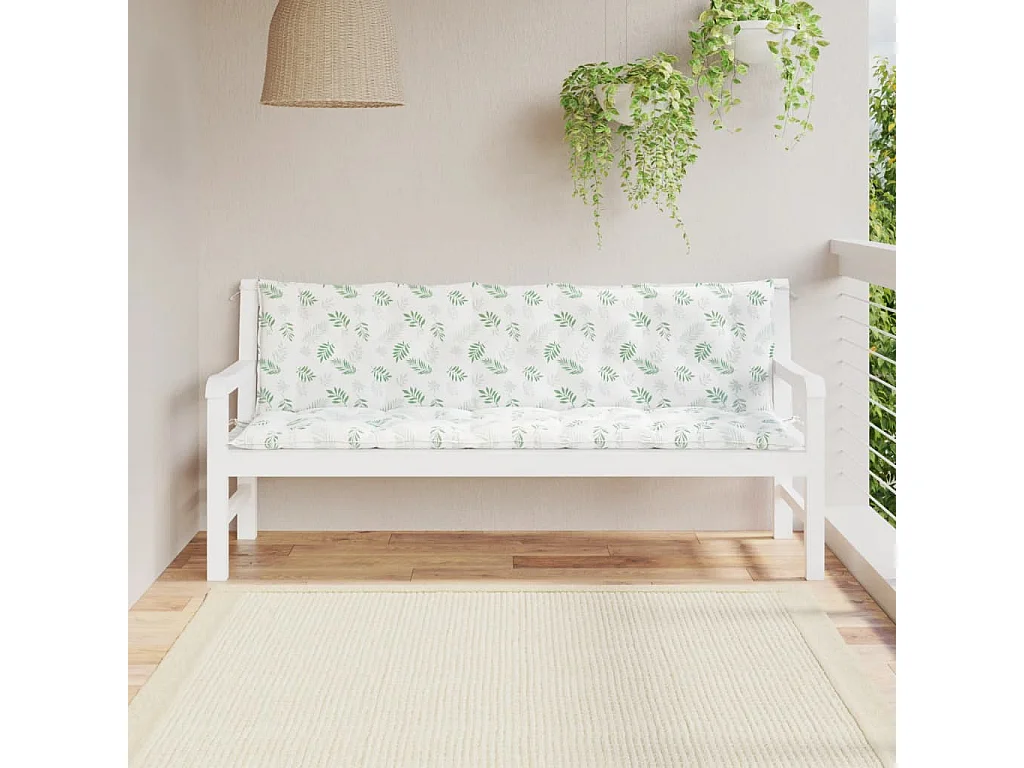 Coussins de banc de jardin 2 pièces motif de feuilles tissu Oxford