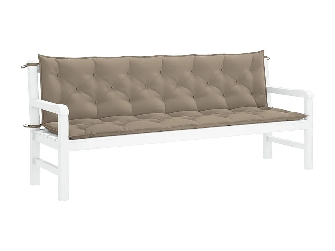 Cojines de banco de jardín 2 unidades tela Oxford taupé 200x50x7 cm