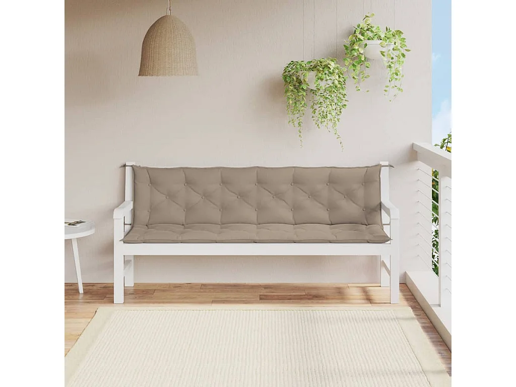 Cojines de banco de jardín 2 unidades tela Oxford taupé 200x50x7 cm